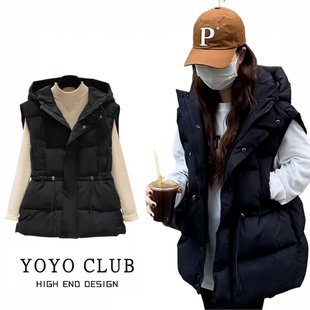 品牌折扣胖MM大码 宽松衬衣马甲两件套女高级感2025羽绒棉马甲 韩版