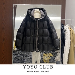 百搭休闲外套女潮 时尚 品牌折扣胖MM美式 简约宽松连帽棉服2025新款