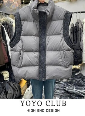 品牌折扣胖MM韩版休闲羽绒棉马甲女无袖立领保暖外套慵懒舒适坎肩