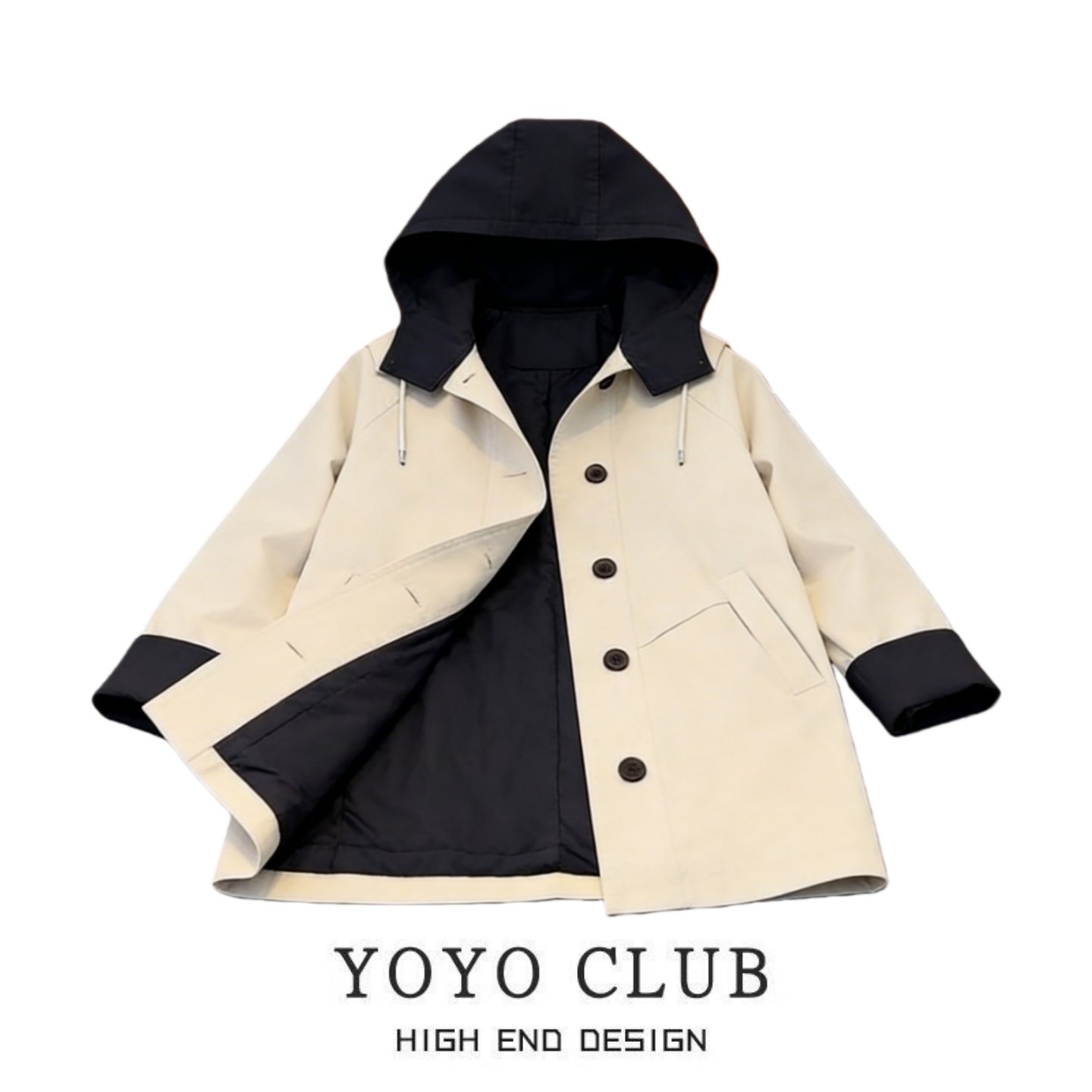 品牌折扣英伦风撞色连帽休闲外套女2026大码简约百搭廓形冲锋衣潮,女装/女士精品,短外套,淘宝优惠券,粉丝福利购,淘宝优惠卷