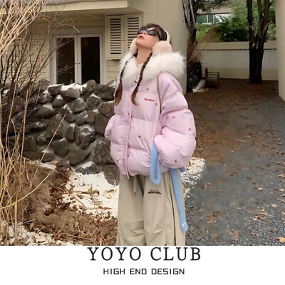 品牌折扣胖MM美式毛领百搭棉服女冬季2025新款今年流行爆款外套女