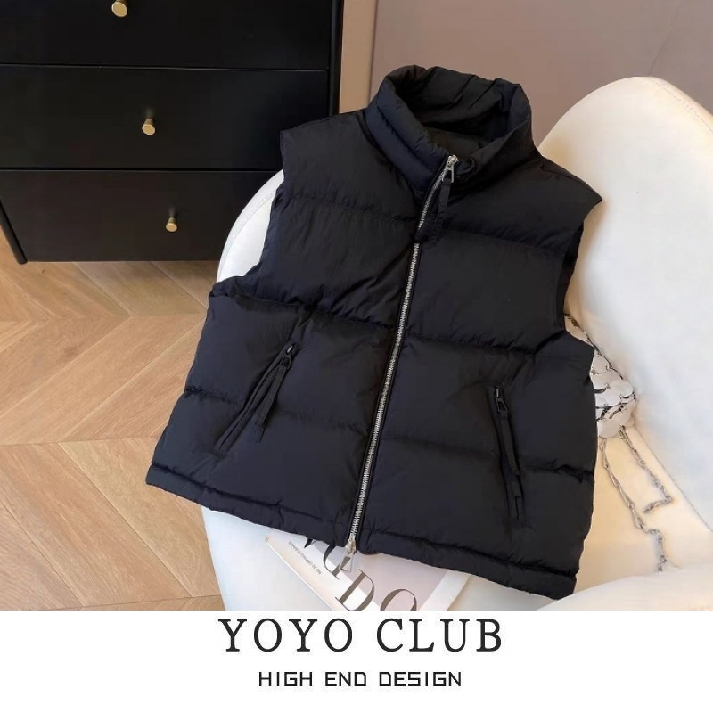 胖MM韩版通勤立领拉链羽绒棉马甲