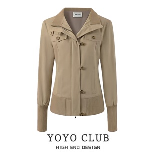 品牌折扣韩系复古休闲百搭立领外套女2026年大码 显瘦冲锋衣外套潮