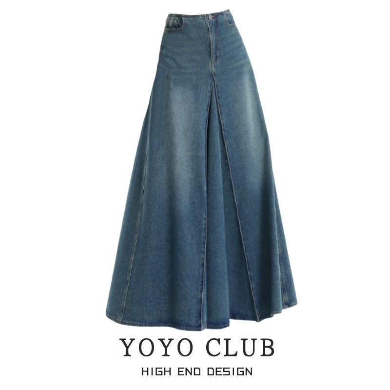 胖MM大码复古洗水牛仔半身裙女潮