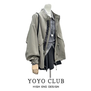 工装 外套2026显瘦时尚 风夹克女 百搭洋气简约开衫 品牌折扣胖MM大码