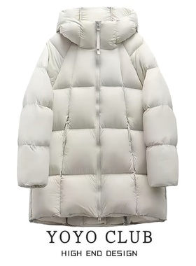 品牌折扣胖MM云朵泡芙棉服女2025中长款连帽加厚面包服宽松外套女