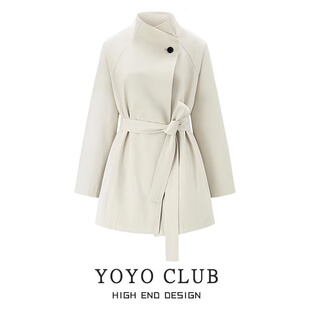 今年流行爆款 外套女2026新款 风衣女 收腰立领工装 品牌折扣胖MM大码