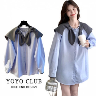 甜美减龄洋气衬衫 女2026新款 女潮 宽松设计感衬衫 品牌折扣胖MM大码