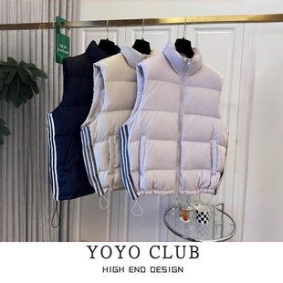 品牌折扣胖MM立领拉链羽绒棉马甲2025年无袖 百搭保暖显瘦坎肩外套