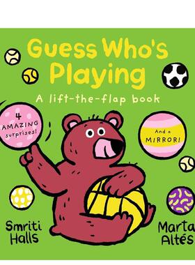 【现货】猜猜谁在玩耍翻翻书Guess Who's Playing英文儿童趣味6-9岁纸板书Smriti Halls进口原版书Walker Books UK9781406388855