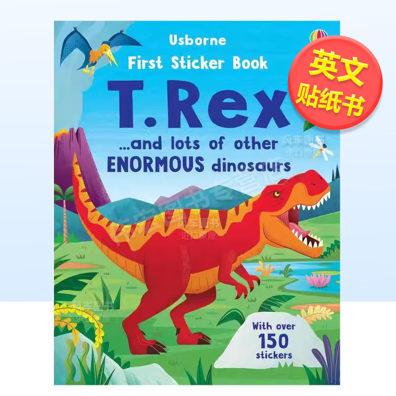 【预售】霸王龙贴纸书英文儿童趣味进口原版外版书平装3-6周岁First Sticker Book T. RexAlice Beecham Usborne children’s bo