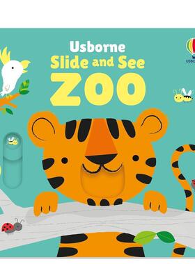 【现货】【滑动探索】动物园 趣味机关书【Slide and See】Zoo英文儿童趣味Fiona Watt纸板书Usborne children’s books6-9岁进口