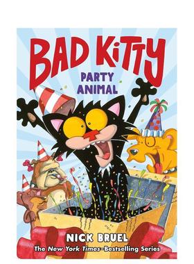 【预售】坏小猫系列派对捣蛋鬼全彩图像小说Bad Kitty Party Animal英文儿童漫画9-12岁精装进口原版书Nick Bruel Roaring Brook