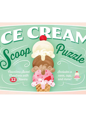 【现货】冰淇淋拼图游戏：制作32个口味冰淇淋英文儿童趣味进口原版外版书盒装3-6周岁Ice Cream Scoop Puzzle: Countless Sweet