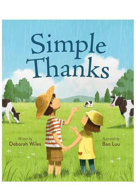 【预售】简单的感谢Simple Thanks英文儿童绘本自我认知情绪管理6-9岁精装进口原版书Wiles  Deborah Roaring Brook