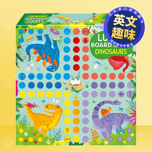 【现货】恐龙棋盘游戏英文儿童趣味进口原版书盒装Ludo Board Game Dinosaurs Kirsteen Robson著Usborne children’s books出版