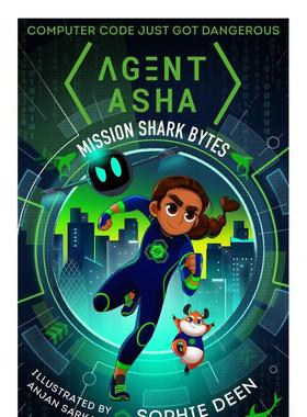 【预售】特工阿莎1鲨鱼字节Agent Asha 1 Shark Bytes英文青少年读物DeenWalker Books UK6岁-9岁进口原版书9781406382723