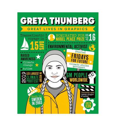 【现货】【图像传记】格蕾塔通贝里【Great Lives in Graphics】Greta Thunberg英文儿童绘本人物传记Button Books精装Button Boo