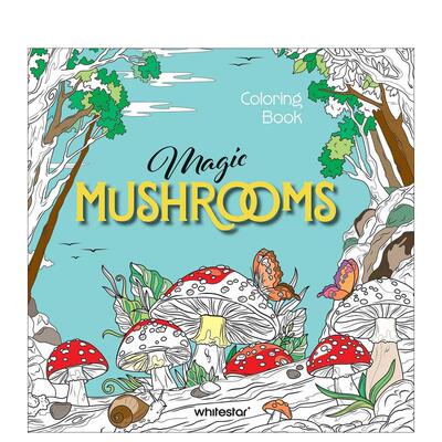 【预售】魔法蘑菇填色书Magic Mushrooms Colouring Book英文儿童趣味Paola Piacco平装White star3-6岁进口原版书9788854421820