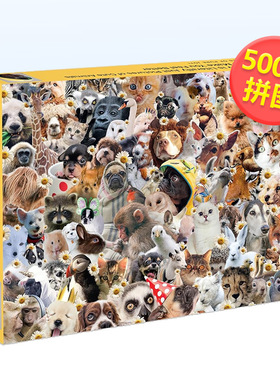 【现货】疗愈宠物拼图500片英文文创拼图进口原版盒装This Jigsaw is Literally Just Pictures of Cute Animals That Will Make