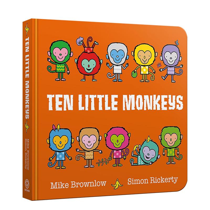 【预售】十只小猴子【Ten Little】Ten Little Monkeys英文儿童绘本IP系列Mike Brownlow纸板书Orchard Books进口原版书978140836