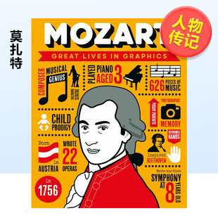 Graphics 大人物图像 Great Lives 莫扎特Mozart漫游记青少年科普知识读物彩图精装 现货 百科英文原版 人文艺术音乐