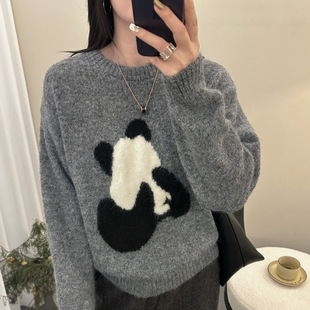 冬季女士拼色加厚圆领毛衣女款2025新款秋冬爆款内搭可外穿打底衫