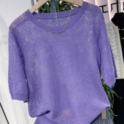 欧洲站早春夏短袖针织打底衫女