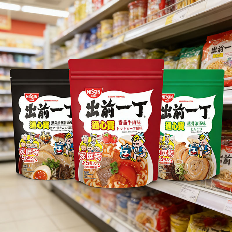 代购香港版NISSIN日清出前一丁黑蒜猪骨番茄牛肉通心粉家庭装400g