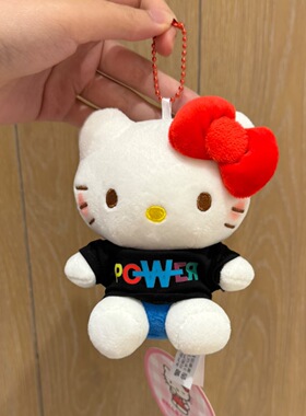 【正版防伪】hellokitty 二创权志龙同款power黑色T恤kt猫包包挂
