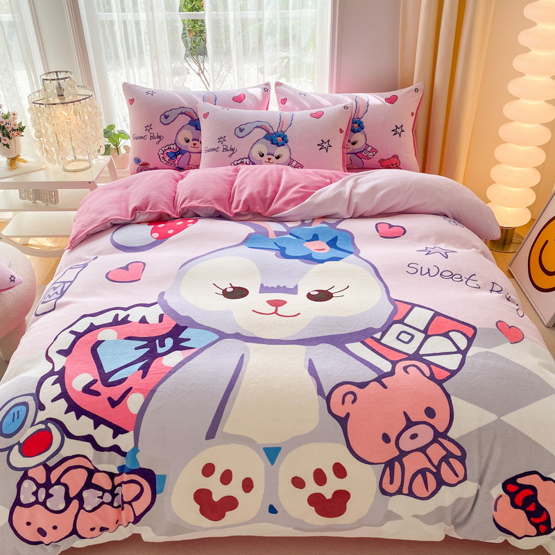 牛奶珊瑚绒被套单件150x200x230加绒法兰绒床单儿童卡通被罩冬季
