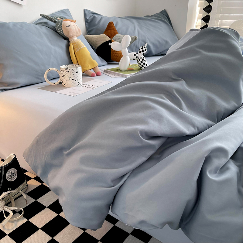 北欧风简约ins四件套纯色床品宿舍床单被套床笠单双人三件套夏季4