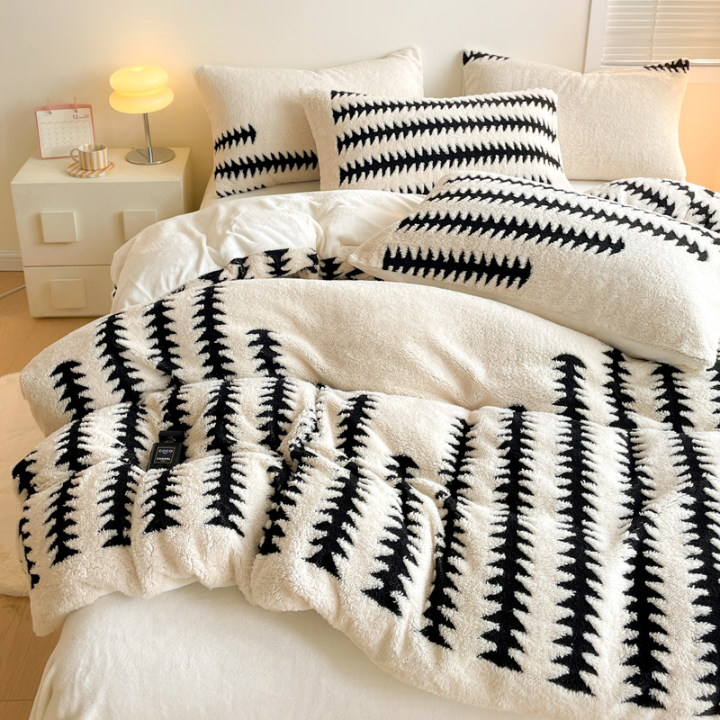 牛奶绒加厚四件套冬季加绒被套床单保暖轻奢风高级感珊瑚绒三件套