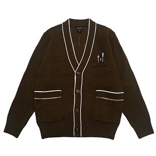 BadBoy美式复古字母印花V领针织开衫男女宽松休闲百搭毛衣外套潮