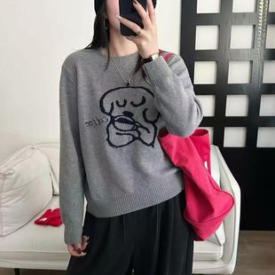 上衣 门店198 韩系悠闲喝茶狗加厚毛衣女秋冬小个子软糯针织衫