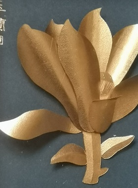 999纯金白玉兰花中国黄金制作客厅沙发背景卧室美式轻奢风装饰画