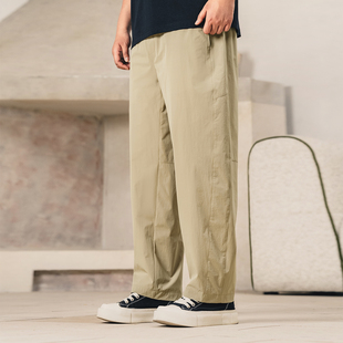 黑劲大码男装春夏季新款休闲裤肥佬加肥加大抽绳直筒裤透气宽松裤