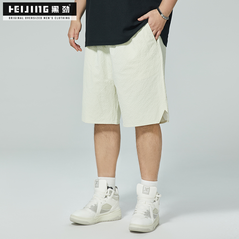 黑劲大码直筒透气五分裤