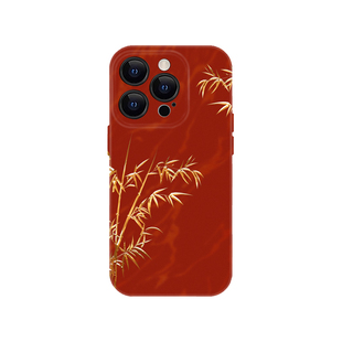 蟹壳shellcra原创新中式复古红色金竹子小众高级菲林手机壳液态软壳新款男女款适用于苹果iphone16promax华为