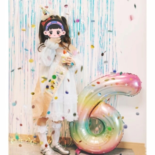 饰品 40寸儿童生日布置渐变星星数字气球男女孩宝宝派对拍照道具装