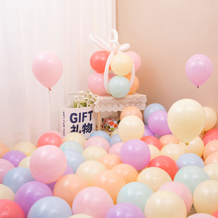 饰场景布置儿童无毒粉色结婚 网红气球生日加厚防爆马卡龙色汽球装