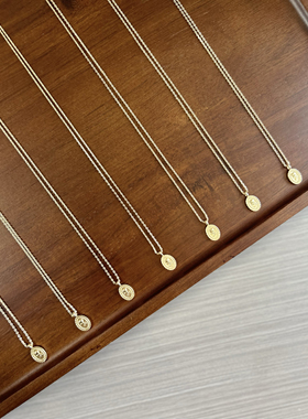 玫瑰花椭圆硬币项链bm风同款女新款小吊坠简约设计锁骨链bm平替