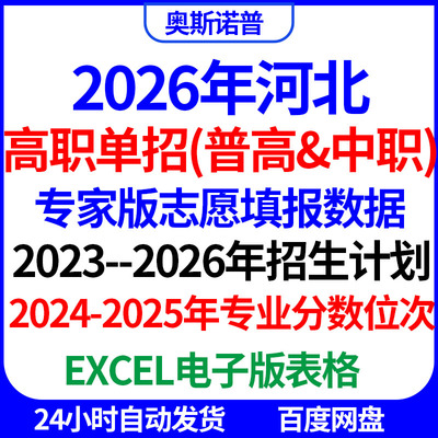 2026年河北高职单招对口升学招生计划专业分数线志愿填报excel表