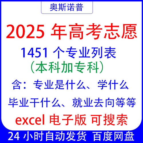 2025年高考志愿填报参考1451个专业列表专业是什么学什么excel表