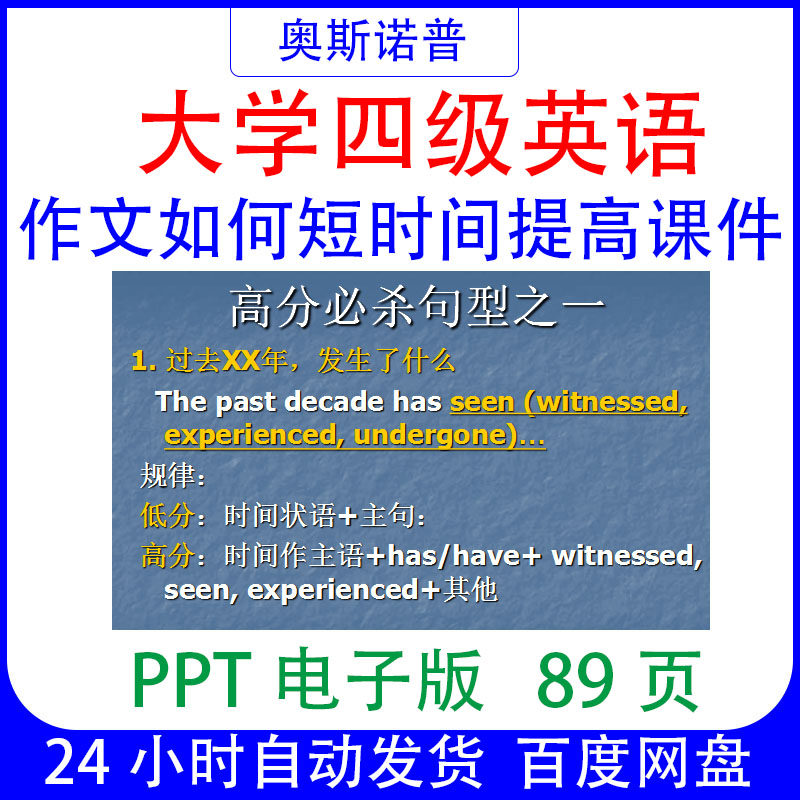 大学英语四级作文如何短时间提高课件PPT电子版89页