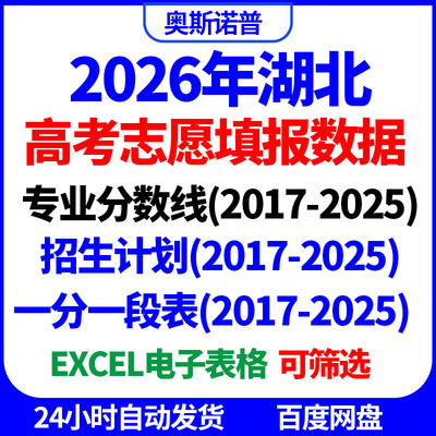 2026湖北高考志愿填报招生计划一分一段表专业录取分数线excel表