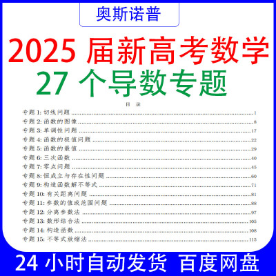 2025年新高考数学导数27个专题PDF电子版精品文档详细带解析