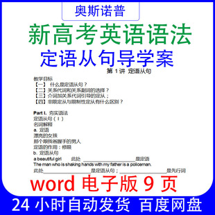 2025年新高考英语语法定语从句导学案word电子版9页