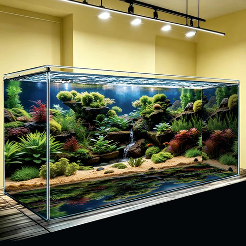 新款水草风景鱼缸背景画贴纸高清水族箱装饰造景粘贴壁画内外纸贴