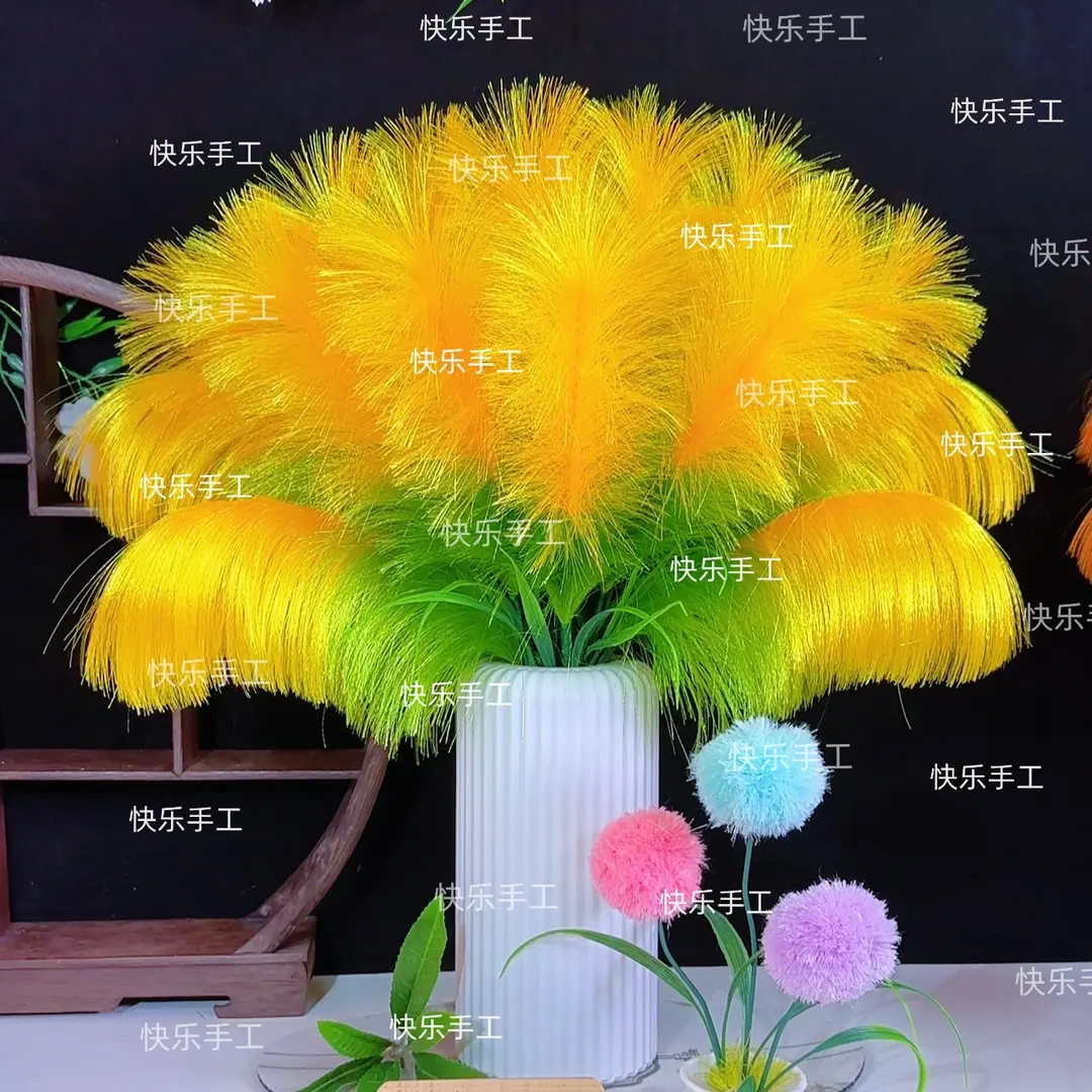 （一次买2单送剪刀）双色芦苇花材料手工DIY材料包【送花瓶】